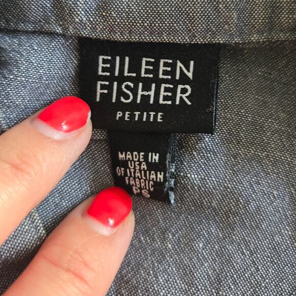 Eileen Fisher Button Front Collar Blazer Linen Jacket Size M - Picture 4 of 5